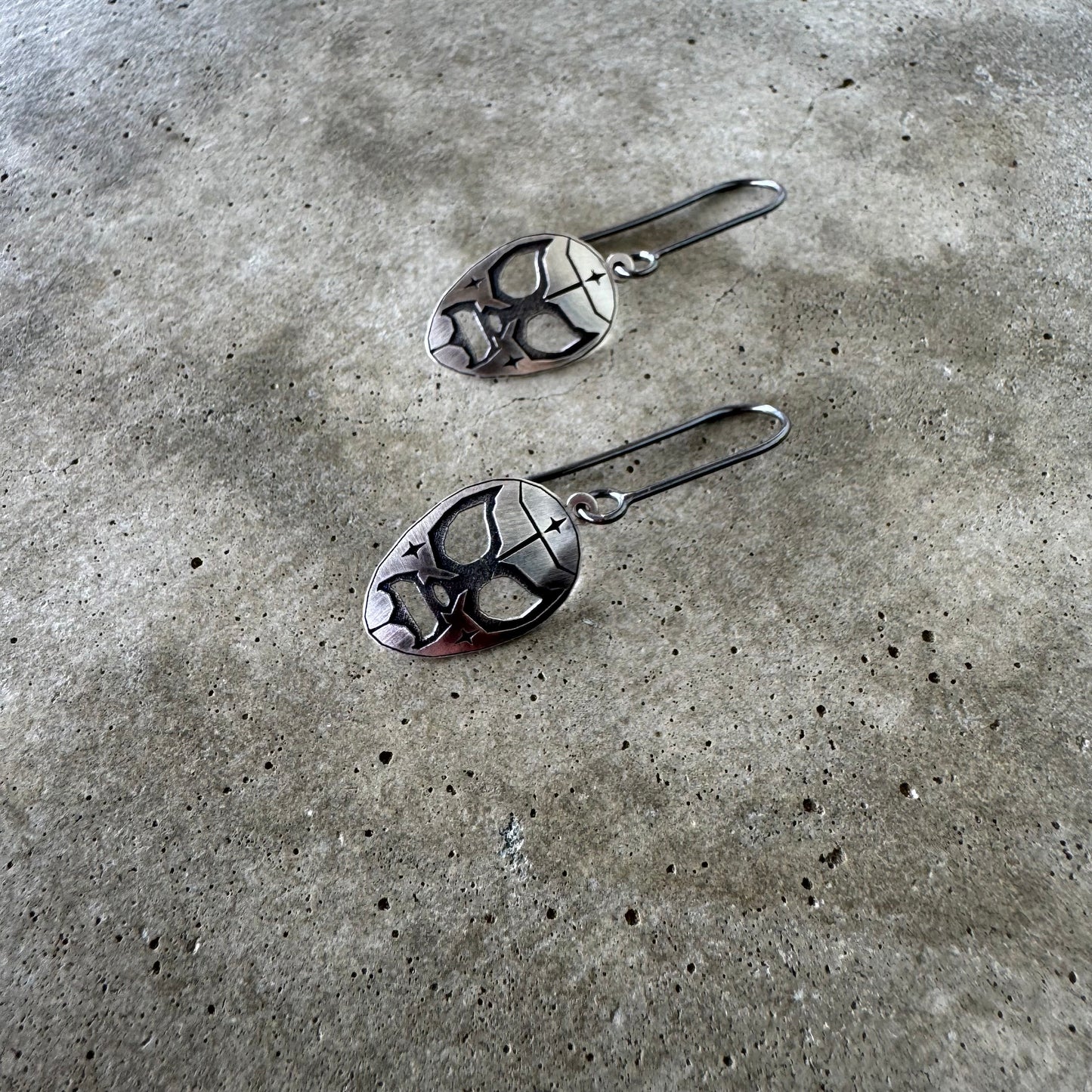 Luchador Silver dangle earrings