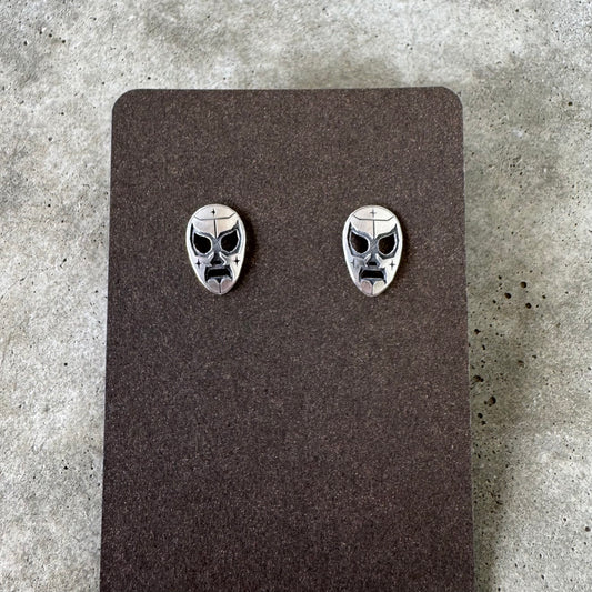 Little Luchador silver post earrings