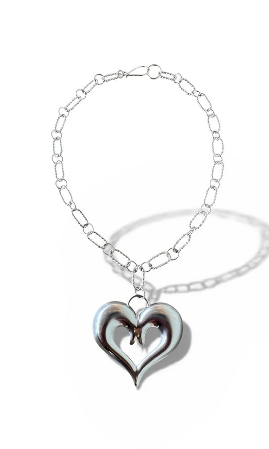 Large puffy heart choker