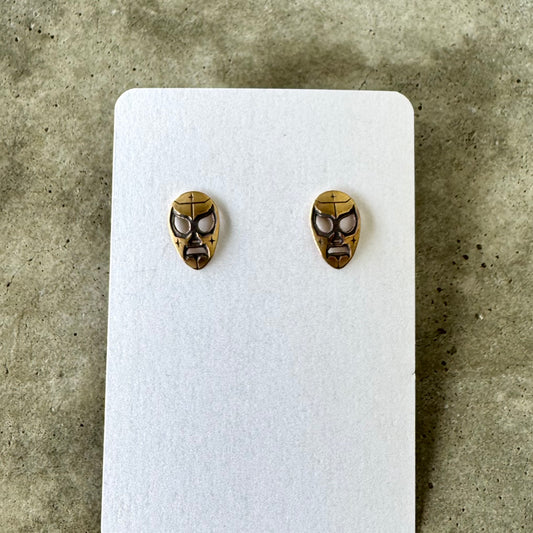 Little Luchador brass post earrings
