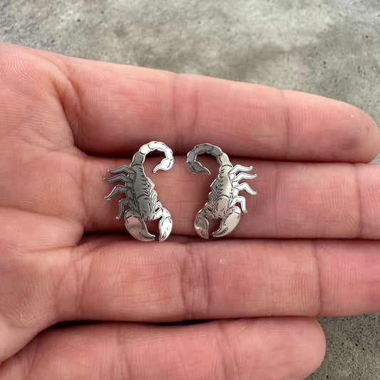 Scorpion silver post earrings