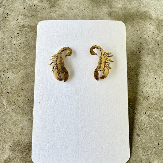 Scorpion brass post earrings